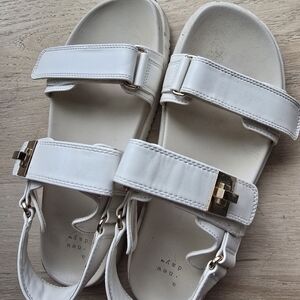 a new day White Platform Sandal with Gold Accents